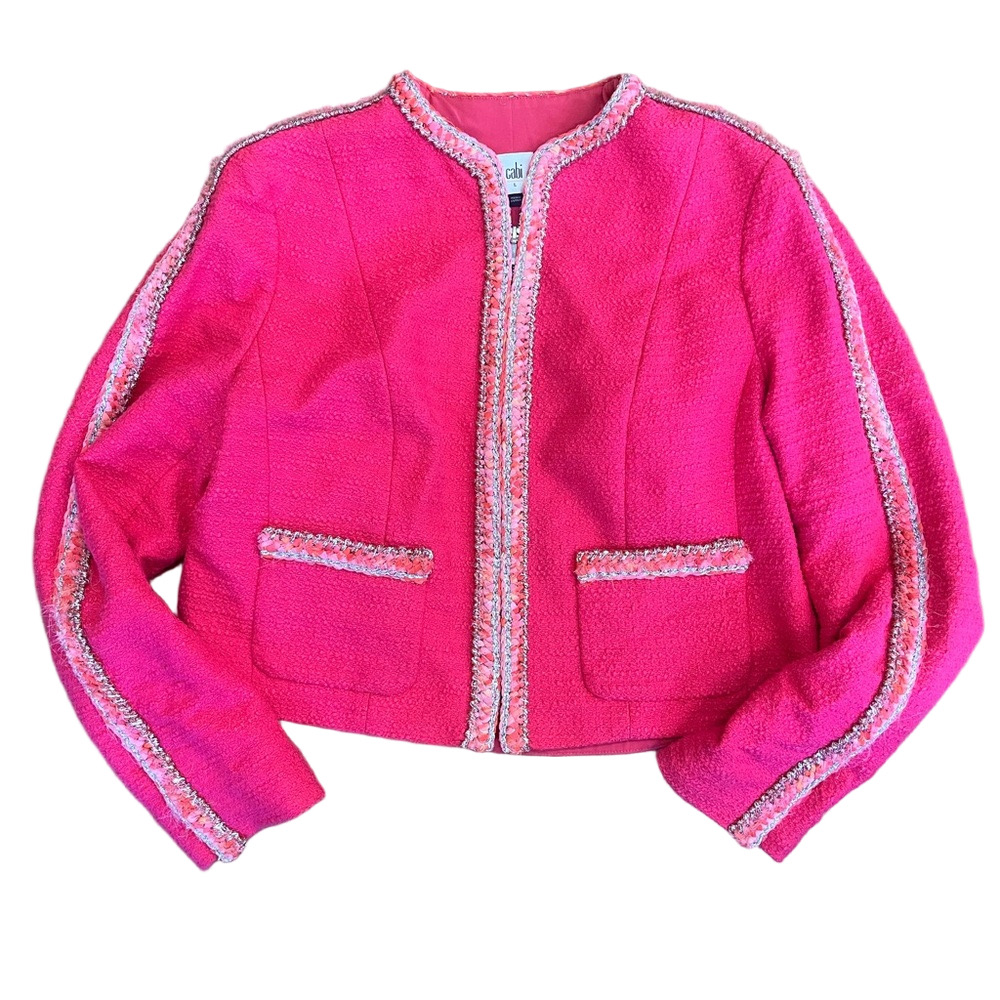 CAbi Ballroom Tweed Jacket Fuchsia Large - Picture 2 of 10